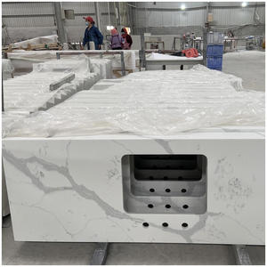 Encimeras de Baño de Cuarzo Calacatta Blanco con Aspecto de Mármol, Rectangulares, Hechas a Mano, para Propiedades <span class=keywords><strong>Inmobiliarias</strong></span> y Centros Comerciales - Product Image 3