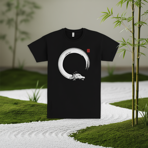 T-shirt Never Ending Enso noir unisexe, design graphique, Artwear - Product Image 3