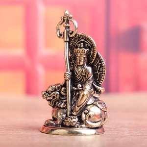 1 pieza Cetro de Latón con Figura de Ksitigarbha, <span class=keywords><strong>el</strong></span> <span class=keywords><strong>Rey</strong></span> Bodhisattva, de Estilo Antiguo, Objeto Decorativo, Adorno Artesanal de Escritorio - Product Image 3