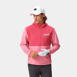 Custom Logo Casual Pink Golf Performance Long Sleeve Lightweight 1/4 Quarter Zip Collar Hoodie Pullovers Sweatshirts For Men
