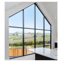 Hihaus New Custom Aluminum Black Fixed Glass Picture Double Glazed Triangle Window