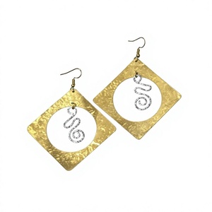 Brass Acid Cutting Flower Design Drop <b>Earrings</b> Classic Bohemian Geometric Pattern Gold Plated Women's Fancy Jewelry Shan India - Product Image 5