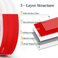Ruban réfléchissant PVC rouge et blanc, autocollants d'avertissement direct usine, marquage de sécurité phosphorescent, décalcomanies de sol