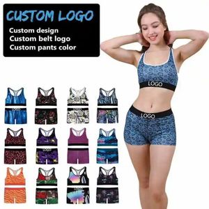 Ensemble de lingerie OEM en polyester et élasthanne sans couture, soutien-gorge grande taille pour femme, shorts pour garçons, logo personnalisé, faible MOQ, tenue de sport - Product Image 2