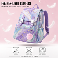 Set Ransel Oxford Nylon Warna Gradasi dengan Tali Punggung Berbantalan Udara, Bernapas, Tahan Air, Ultra-ringan, Tas Sekolah, Tempat Makan Siang untuk Siswa
