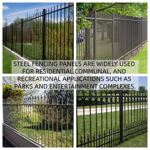 Panneaux de clôture de protection pour allée de jardin, en acier noir, clôture d'intimité, sécurité, <span class=keywords><strong>portail</strong></span> et clôture pour allée - Product Image 4