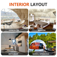 Dôme de glamping géométrique en acier de luxe pour hôtel, abri extérieur de type igloo, tente géodésique ronde