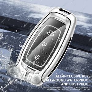Étui de luxe en métal et cuir pour <span class=keywords><strong>clé</strong></span> de voiture <span class=keywords><strong>Hyundai</strong></span>, avec logo personnalisé, housse de <span class=keywords><strong>clé</strong></span> élégante anti-rayures avec porte-clés - Product Image 3
