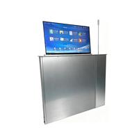 Mesa Elevadora para Monitor Plateada al por Mayor con Micrófono para Presentaciones, Video y Equipos Informáticos para Conferencias
