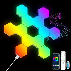 Modern Hexagon LED Night Light Touch Sensor Wireless Control Bedroom Honeycomb Wall Lamps Mini Acrylic Design Colorful Light