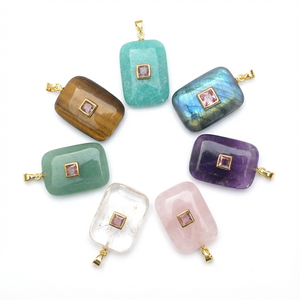 Dijes de Cuarzo Cristal Natural Chapados en Oro para Hacer Joyería DIY con Colgantes de Piedras Mixtas para Regalo - Product Image 1