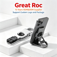 Support de téléphone rotatif à 360 degrés en alliage de zinc pliable, ultra compact, porte-clés, support portable pour tablettes et smartphones