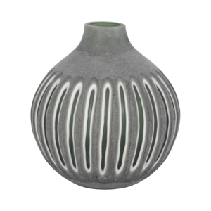 Vaso Rotondo Moderno in Vetro con Design Traforato Testurizzato per Arredamento Casa e Tavolo - Product Image 1