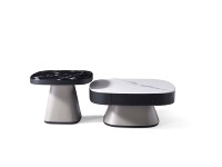 Table basse contemporaine en marbre noir pour salon, grande table basse moderne avec rangement, rectangulaire