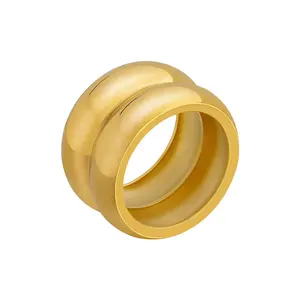 几何双层弧形HipHop朋克配件戒指最新18k镀金不锈钢饰品R234193