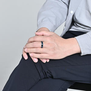 Titanium Steel <b>Ring</b> Two Tone Mirror Finish Unisex Fashion Jewelry Gift Black Gold Blue Silver Color Geometric Shape - Product Image 4