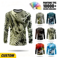 T-shirt à manches longues pour homme, col rond, impression intégrale par sublimation, personnalisé OEM ODM, motif échelle de basse, pour la pêche