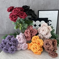 Flores Artificiales de Rosa Diamante, Ramo de Seda de 9 Cabezas, Decoración para Bodas y Hogar