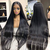 Peluca de Cabello Humano Indio Virgen con Encaje HD, Cabello Humano 100% sin Pegamento con Cutícula Alineada, Pelucas con Frente de Encaje para Mujeres Negras