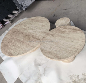 Mesa de Centro de Piedra Caliza Personalizada en Tamaño y <span class=keywords><strong>Color</strong></span>, Mesa Auxiliar de Mármol Travertino - Product Image 5