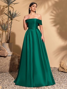 Abito da sera <span class=keywords><strong>verde</strong></span> <span class=keywords><strong>smeraldo</strong></span> con spalle scoperte, lussuoso abito lungo da ballo a trapezio per donna, <span class=keywords><strong>elegante</strong></span> abito lungo fino al pavimento per matrimoni, feste e serate di gala - Product Image 5