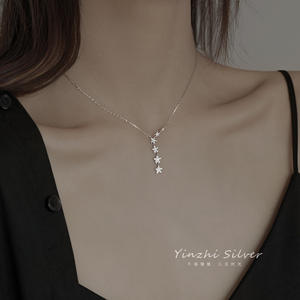 Collier étoile avec pendentif pompon en argent 925, vente en gros, chaîne de tempérament Simple, bijoux fins pour femmes, nouvelle collection d'usine - Product Image 5
