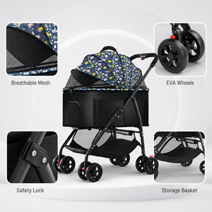 <span class=keywords><strong>Poussette</strong></span> pliable <span class=keywords><strong>pour</strong></span> animaux de compagnie avec cabine détachable, roues EVA, verrou de sécurité, grand panier de rangement, marque privée, vente en gros - Product Image 5
