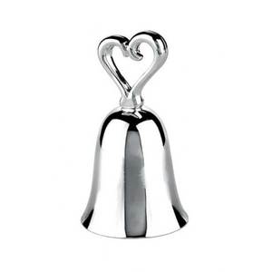 Cloche de bureau en forme de cœur, 72 mm, finition argentée, accessoire de décoration de table - Product Image 1