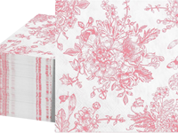 NatNarr 1 pièce de serviettes en papier carrées imprimées, motif floral vintage rose et blanc avec papillons, pour anniversaire, mariage, baby shower, fête du thé