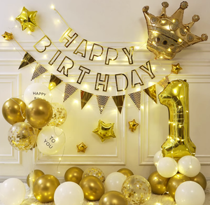 Selamat Ulang Tahun spanduk metalik dan balon payet lateks cetak biru merah muda dan Balon Foil 1 untuk dekorasi pesta ulang tahun anak perempuan laki-laki - Product Image 3