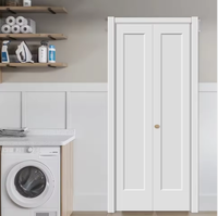 Porte pliante en bois massif de style moderne, finition blanche apprêtée, 48''x80'', 1 panneau, style Shaker, isolation acoustique, pour salon