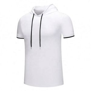 Hoodie Homme Grande Taille à Manches Courtes Style Hip Hop en Noir et Blanc, Tricoté, Écologique, Anti-rétrécissement, Imprimé, Tendance Estivale - Product Image 2
