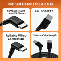 Câble coaxial fin USB-C vers USB-C pour lunettes AR, 4K 60Hz, PD 1.4, connecteur coudé à 120 degrés, câble de charge rapide