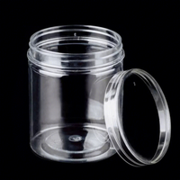 Bocaux en PET rigides à parois épaisses, transparents, scellés, vides, avec couvercles et bouchons, pour stockage hermétique, emballage 100g 300g