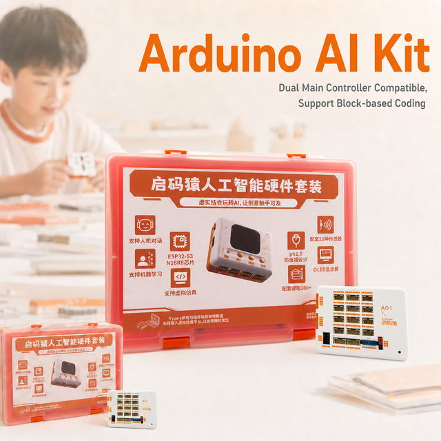 Qimayuan Q02 AI Coding Robotics Set Speech Recognition Python Programmable Block Toy Brick Compatible STEM Project for Academy