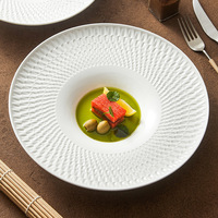 Assiette de luxe en porcelaine fine, style américain, pour usage domestique et hôtelier, idéale pour légumes, pâtes, soupes épaisses, vaisselle circulaire profonde