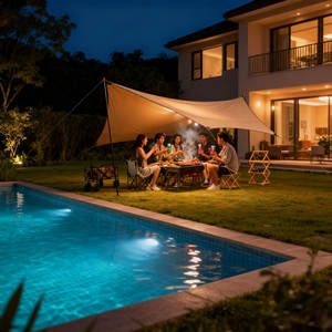 Bâche de camping en PVC imperméable pour extérieur, ouverture rapide automatique, protection UV, design rectangulaire, pour plage, jardin, <span class=keywords><strong>terrasse</strong></span>, protection solaire - Product Image 2