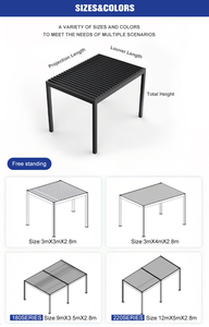 Pergola moderne minimaliste en aluminium 6063-T6 robuste avec éclairage LED, revêtement poudré noir pour terrasse, balcon, <span class=keywords><strong>jardins</strong></span> <span class=keywords><strong>contemporains</strong></span> - Product Image 5