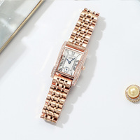 Reloj Rectangular de Moda para Mujer, Correa de Acrílico, Movimiento de Cuarzo, Resistente al Agua 30M, Detalles de Diamantes de Lujo, Dos Tonos