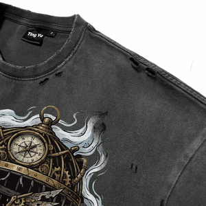 T-shirts pour hommes en coton 100% coupe classique, style vintage délavé, graphiques punk, streetwear, mode, vente en gros, haute qualité - Product Image 6