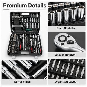 Wholesale 216pcs Mechanical <b>Tool</b> Box Hand <b>Tool</b> Kit Mixed Wrenches 1/2" 1/4" 3/8" Socket <b>Set</b> Garage Auto Repair <b>Tool</b> <b>Set</b> OEM ODM - Product Image 4