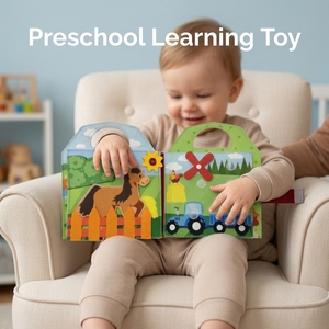 Libro Sensoriale Montessori Personalizzabile per Bambini, Libro delle Attività in Feltro, Giocattolo Educativo per la Prima Infanzia, Libro con Adesivi Riutilizzabili per lo Sviluppo delle Abilità Sensoriali dei Bambini - Product Image 1