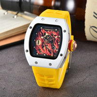 Montre Homme Tendance à Cadran Creux en Quartz Ultra-Brillant Effet Œil de Démon, Bracelet en Silicone, Montre de Sport Forme Seau, Meilleure Vente
