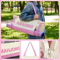 Sac fourre-tout en toile de luxe minimaliste et serein grande capacité pour Mahjong, avec fermeture éclair pour le rangement des tuiles et pochette pour accessoires de joueur