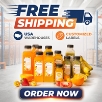 Bouteilles en plastique transparentes pour jus, vides, réutilisables, en stock local aux États-Unis, contenants jetables pour boissons en vrac