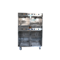 Cage pour animaux de compagnie en acier inoxydable avec chauffage infrarouge et chambre à oxygène pour usage vétérinaire