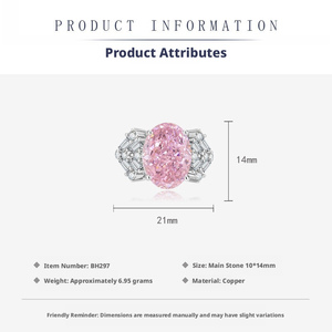 2026 Hot Trends Gold Plated Copper 10*14mm Oval Cut Pink Zirconia Fashion Party Engagement Necklace Rings <b>Jewellery</b> <b>Set</b> Unisex - Product Image 2
