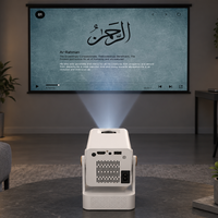 Proyektor Pintar Kontrol Suara dengan Jam Sholat, Pemutar Al-Quran, Bluetooth 5.4, WiFi 6 untuk Hiburan Rumah Muslim