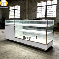 Comptoir d'exposition moderne blanc avec éclairage LED, vitrine coulissante en verre, tiroir avant verrouillable pour bijouterie, magasin de détail, centre commercial