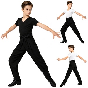 Costumes de danse pour garçons de 2 à 12 ans, tenue de danse contemporaine et latine, t-shirt avec pantalon, pour la pratique, les compétitions, la danse jazz, le cha-cha - Product Image 1